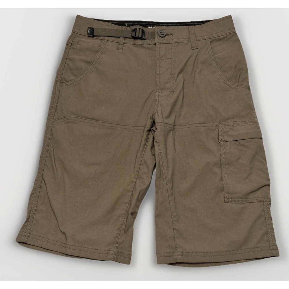 Mens PrAna Zion Nylon Hiking Cargo Shorts Belted Tan Stretch Sz 28 28x12